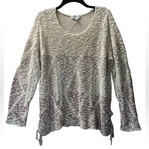 Knox Rose Ombre Cream/Tan/Rose Striped Knit Scoopneck Side Tie Sweater Size XXL